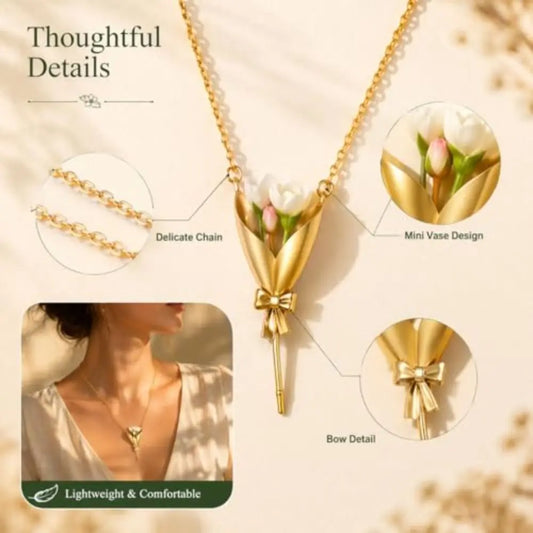 Gifts Vintage Flower Vase DIY Wearable Flower Bouquet Necklaces Artistic Flower Minimalist Vase Pendant